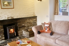 Rusty relaxing in front of the fire